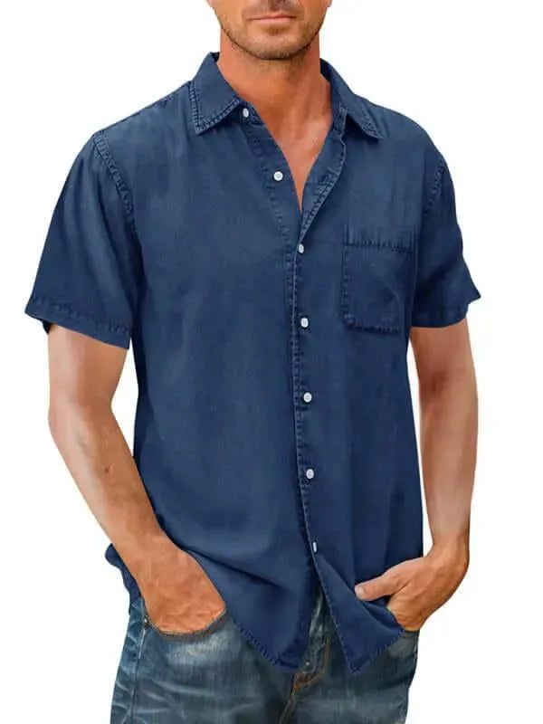 1-Pocket Casual Denim Shirt For Men - Denim Shirt - LeStyleParfait