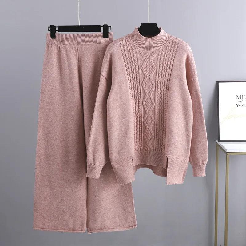 3 Piece Cashmere Women Pants Sweater Set - Clothing Set - LeStyleParfait