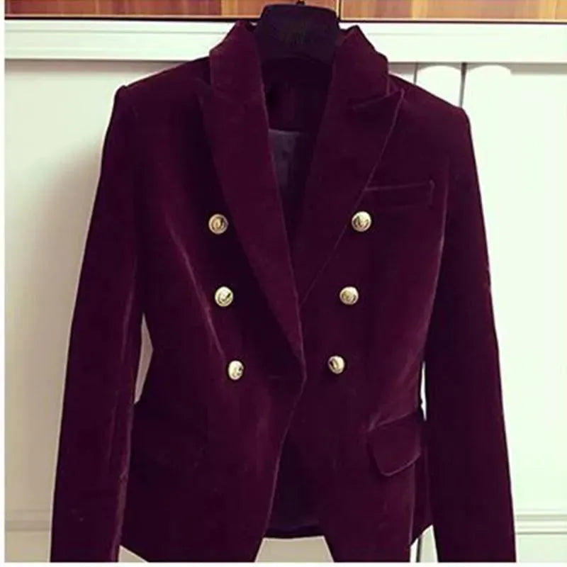 Aristocratic Velvet Blazer Women - Casual - Plain-Solid