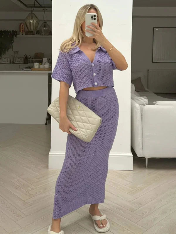 Boho Crochet V-Neck Maxi Dress