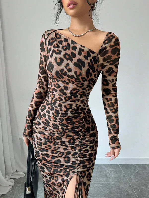Chic Animal Print Bodycon Midi Dress