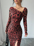 Chic Animal Print Bodycon Midi Dress
