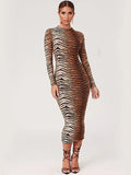 Chic Animal Print Bodycon Midi Dress