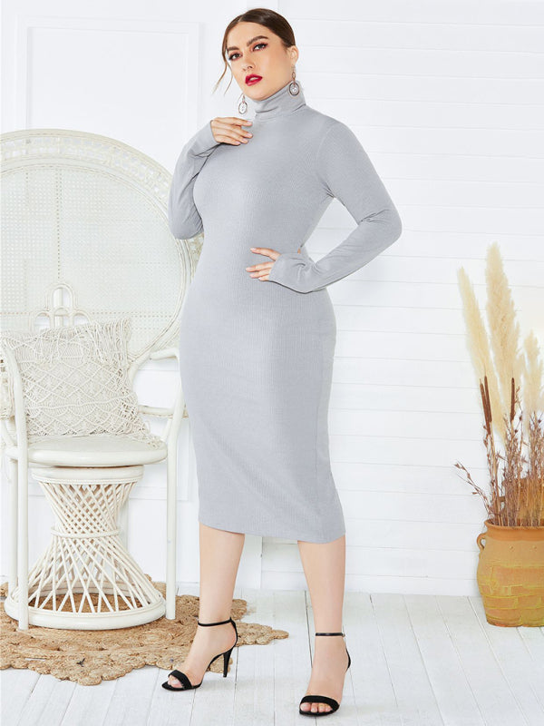 Cozy Turtleneck Knit Midi Dress