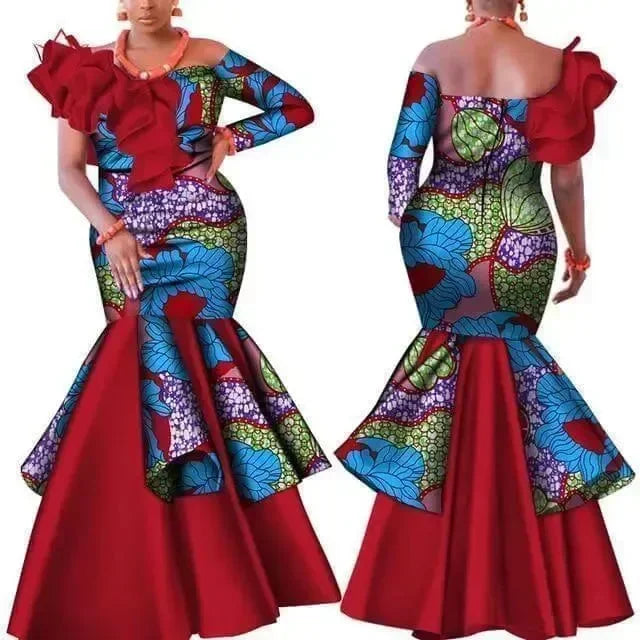 Elegant African Print Mermaid Evening Gown