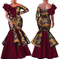 Elegant African Print Off Shoulder Gown