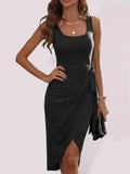 Elegant Asymmetric Wrap Midi Dress