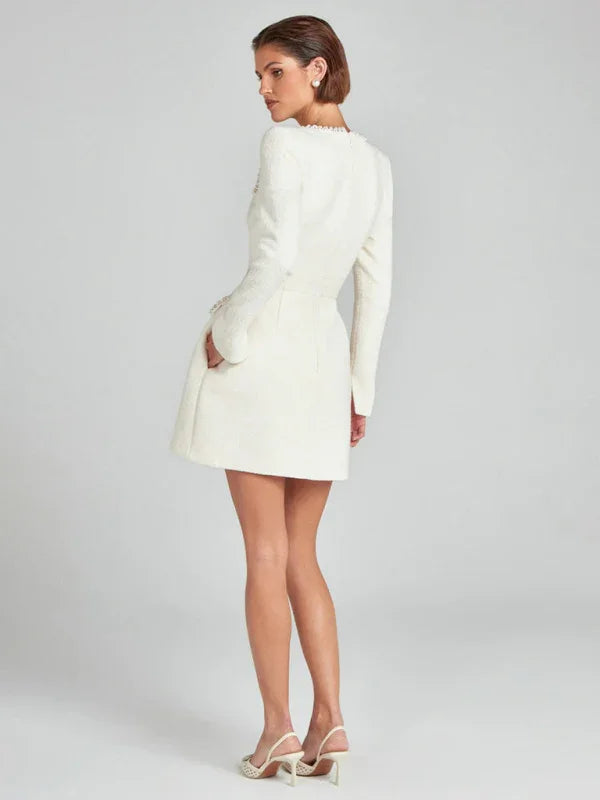 Elegant Beaded Square Neck Mini Dress