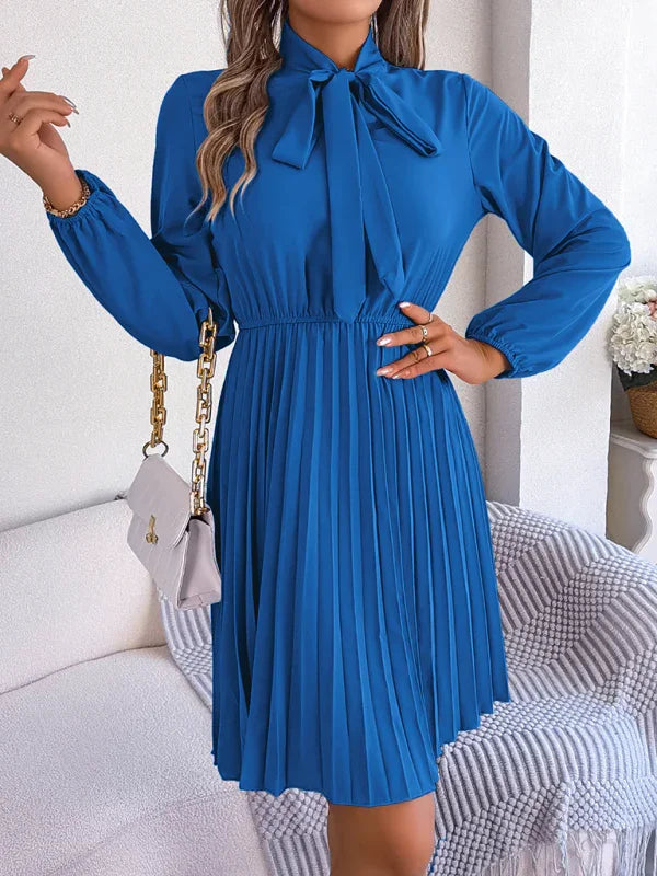 Elegant Burgundy Pleated Chiffon Midi Dress