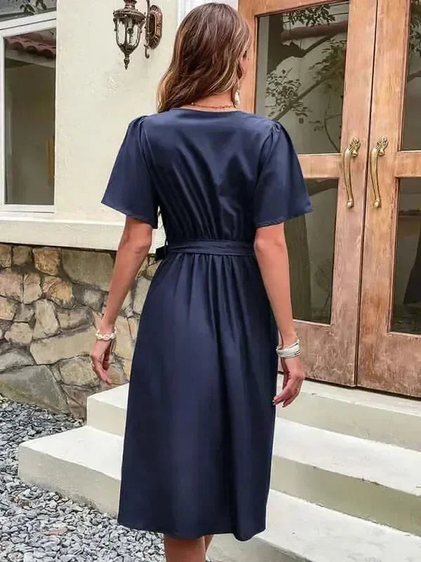 Elegant Cotton Button Front Midi Dress
