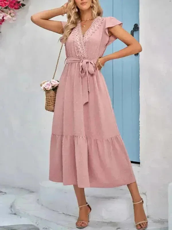 Elegant Cotton Wrap Maxi Dress