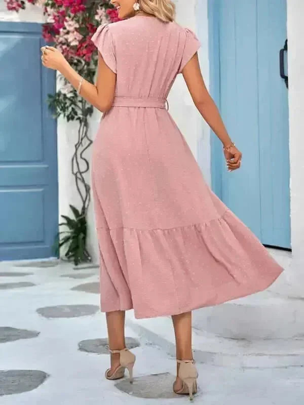 Elegant Cotton Wrap Maxi Dress