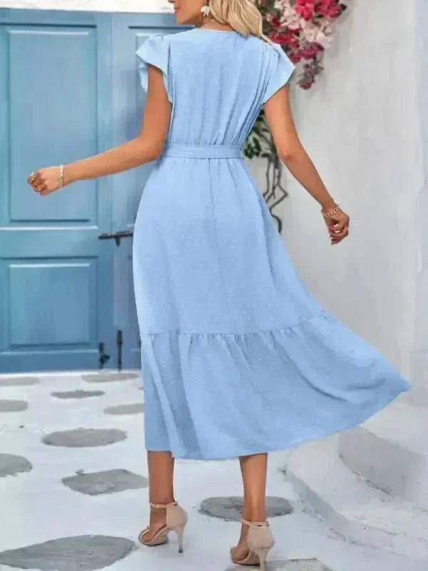 Elegant Cotton Wrap Maxi Dress