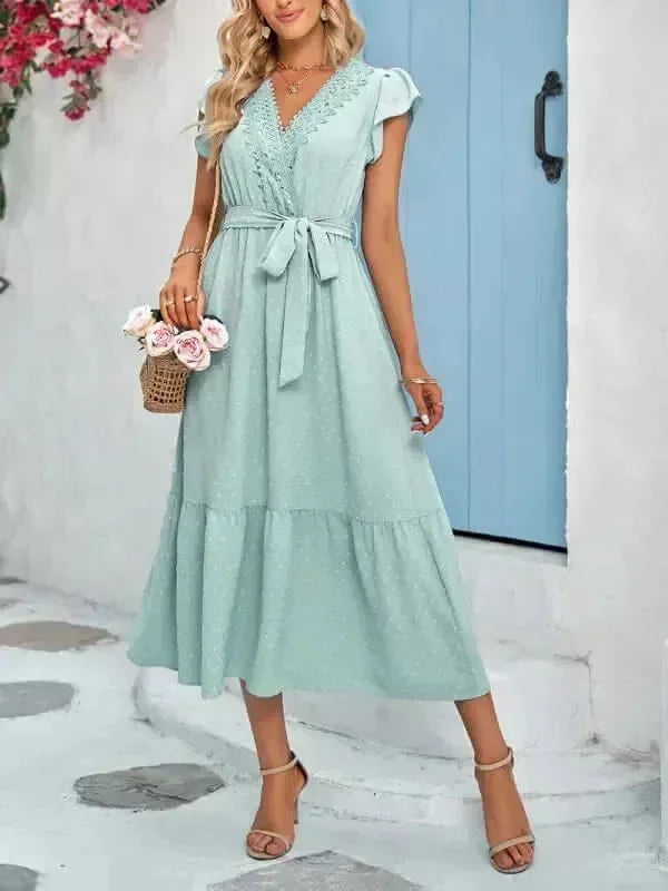 Elegant Cotton Wrap Maxi Dress
