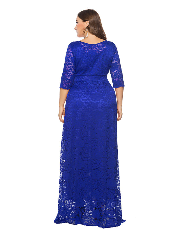 Elegant Lace Evening Maxi Dress