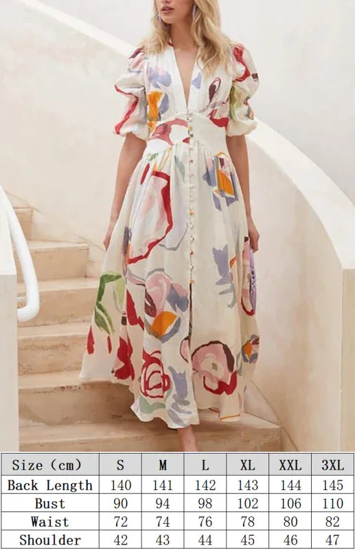 Elegant Multicolor Chiffon Button Midi Dress