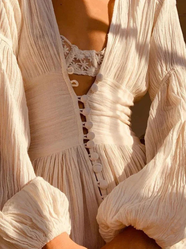 Elegant Pink Chiffon V-Neck Maxi Dress