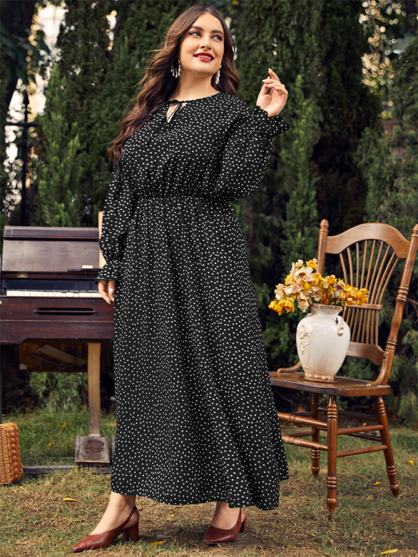 Flowing Polka Dot Maxi Dress