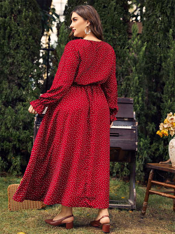 Flowing Polka Dot Maxi Dress