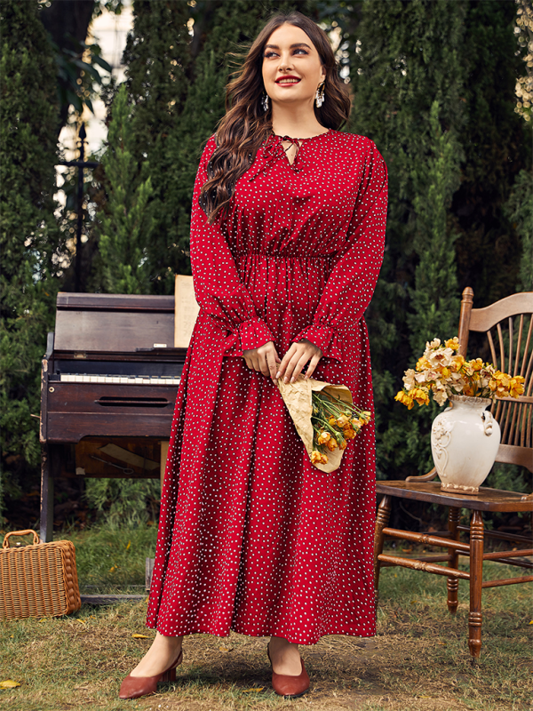 Flowing Polka Dot Maxi Dress