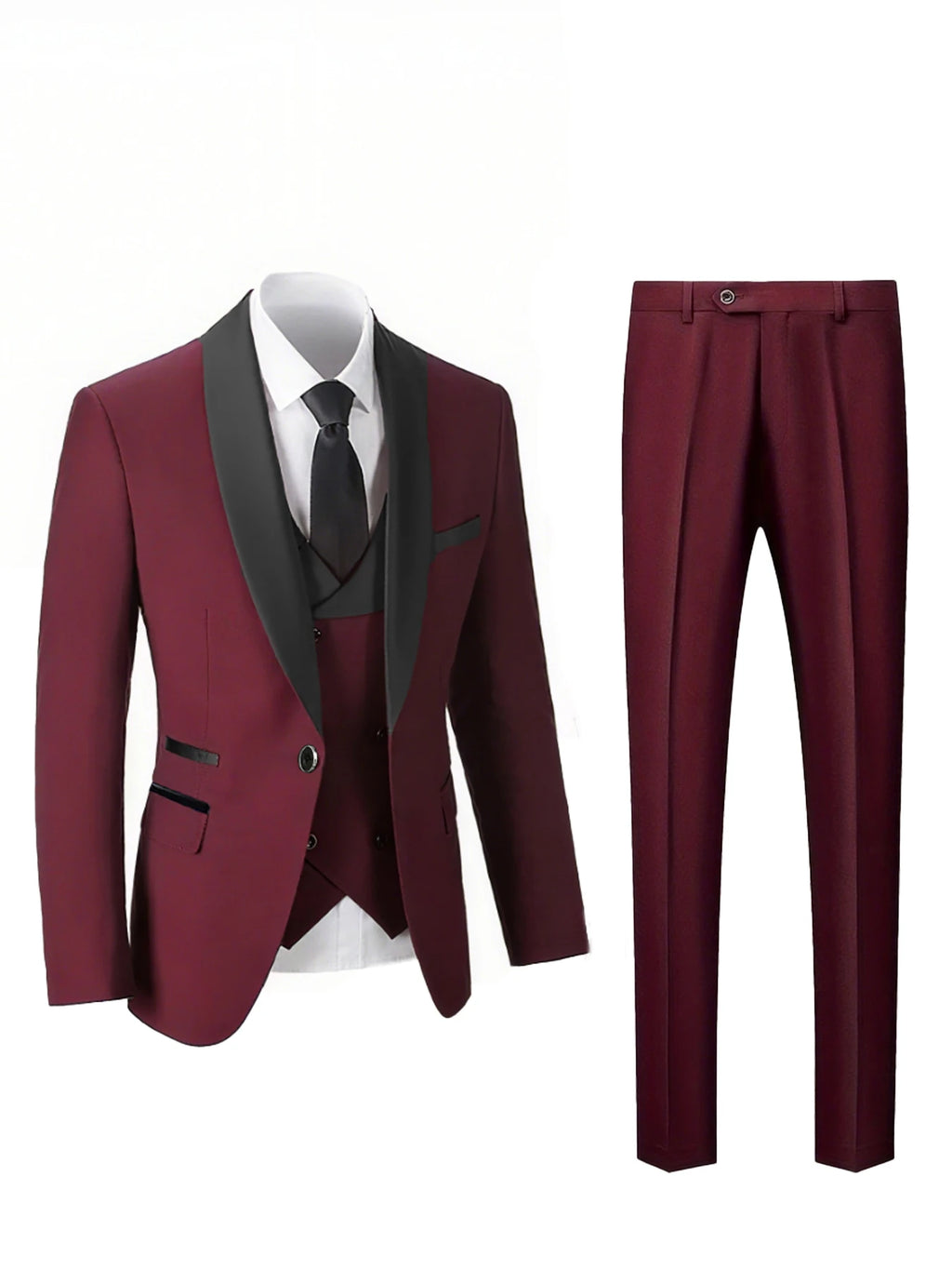 Men's Three Piece Business Suit – Double Breasted Solid Set