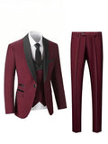 Men's Three Piece Business Suit – Double Breasted Solid Set