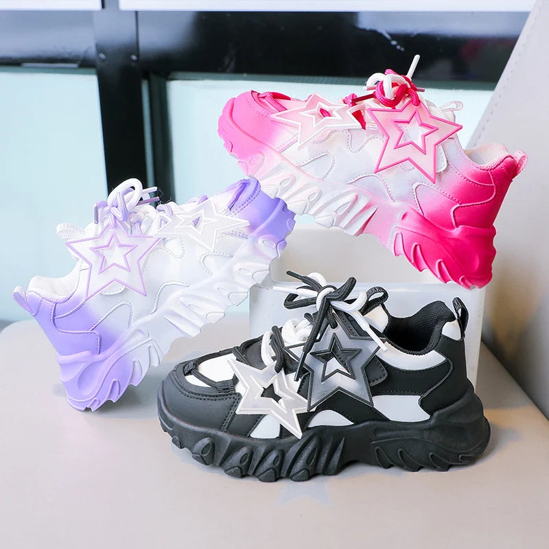 Kids' Sneakers - Chunky Kids Sneakers - Lace-Up Spring-Autumn Shoes