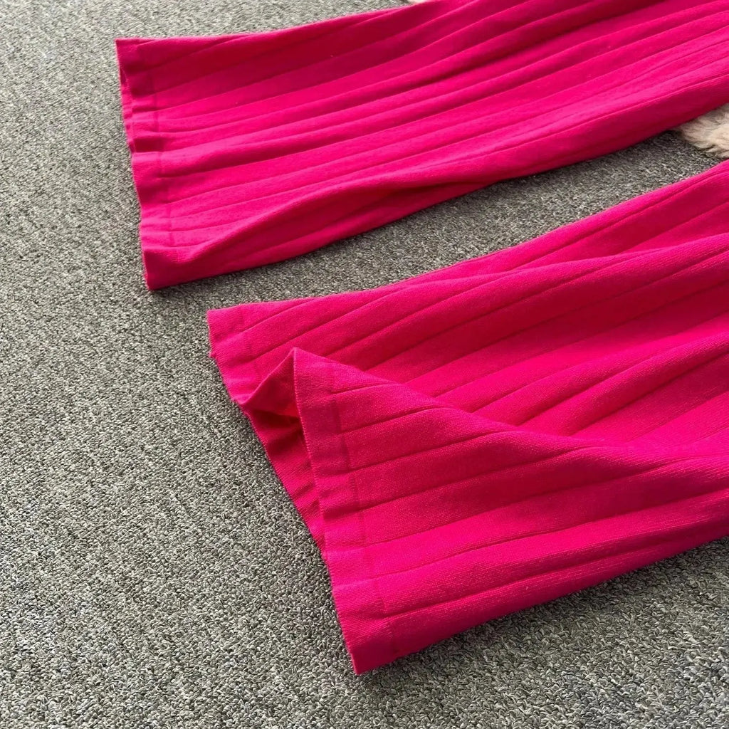 LSP SWEATER Cozy Women Casual Ribbed Two-Piece Sweater Set