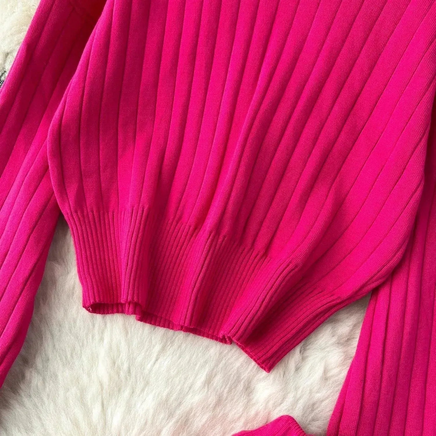 LSP SWEATER Cozy Women Casual Ribbed Two-Piece Sweater Set