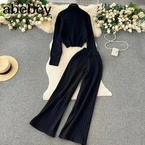 LSP SWEATER Cozy Women Casual Ribbed Two-Piece Sweater Set