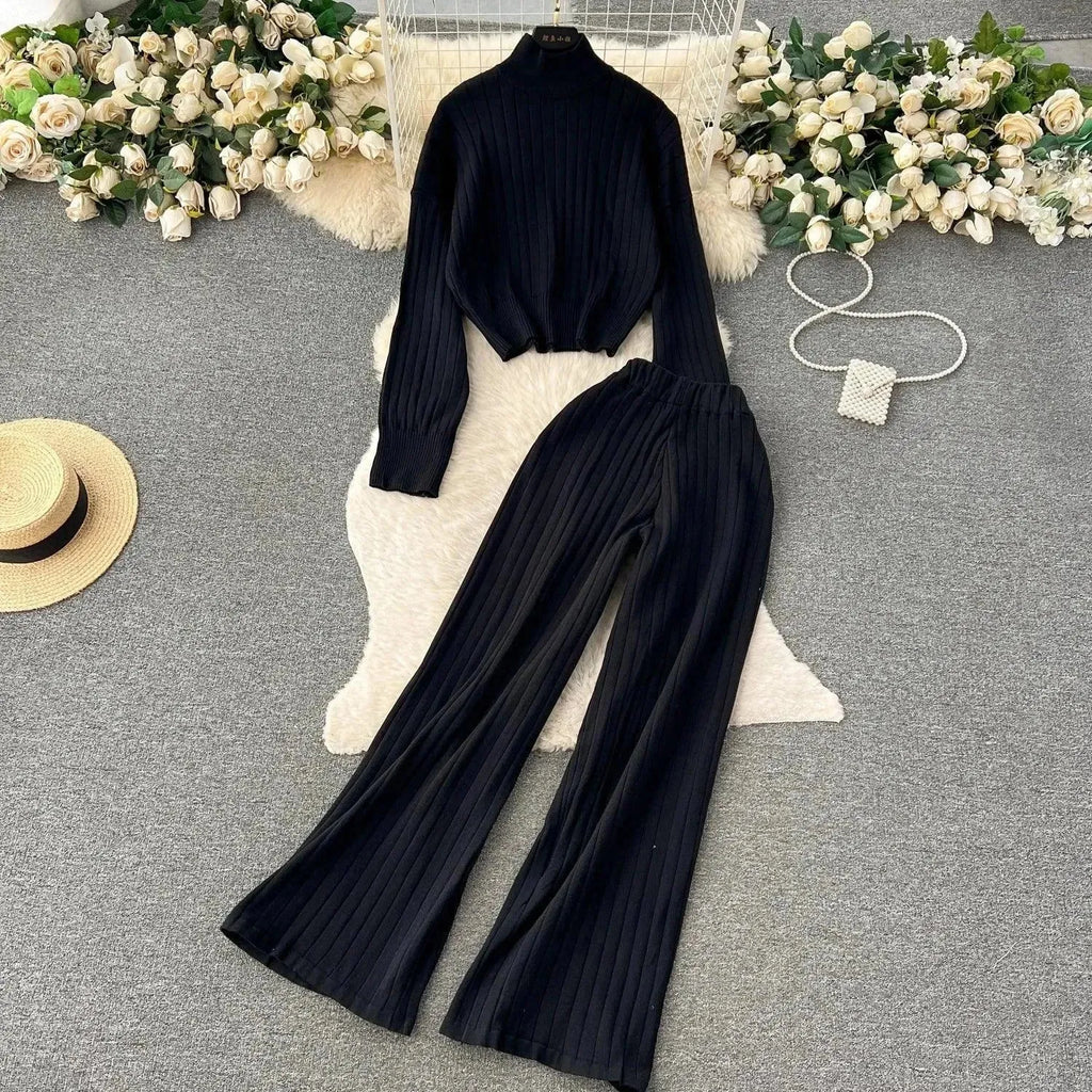 LSP SWEATER Cozy Women Casual Ribbed Two-Piece Sweater Set