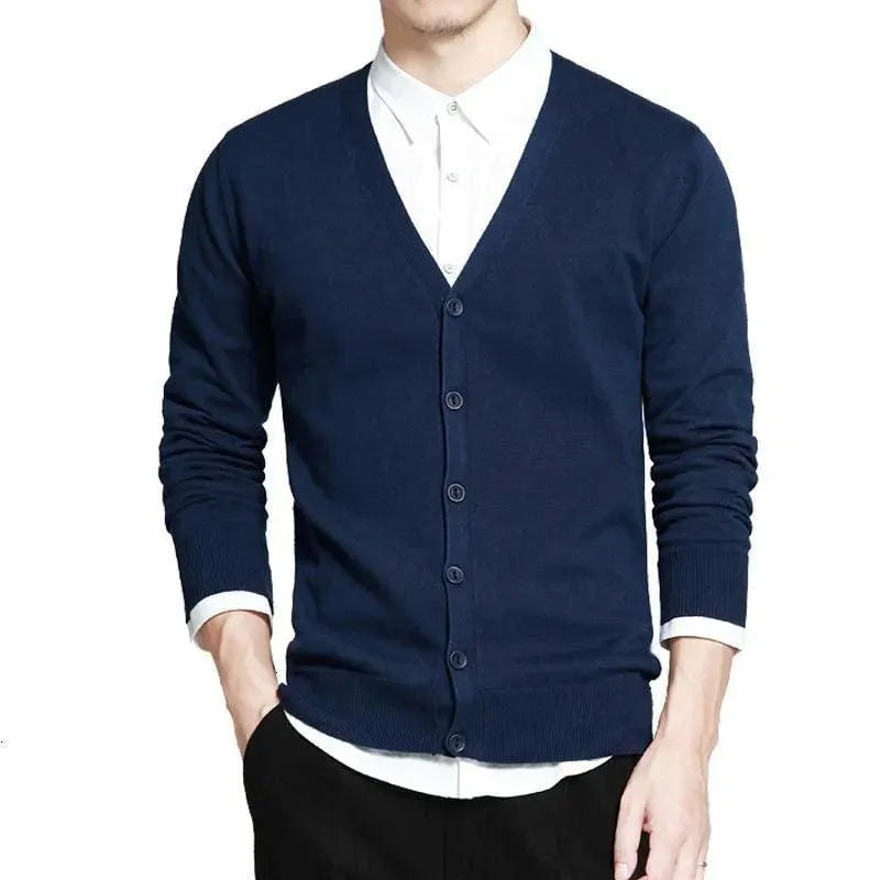 LSP SWEATER Men Plain V-Neck Cardigan