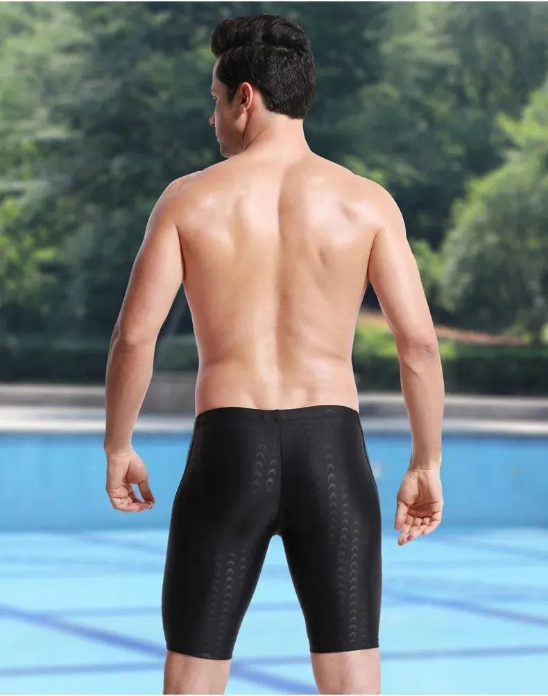 Men Black Sporty Swim Shorts