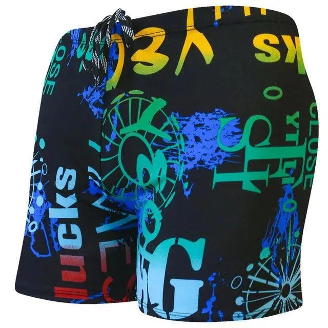 Men Multicolor Abstract Swim Shorts