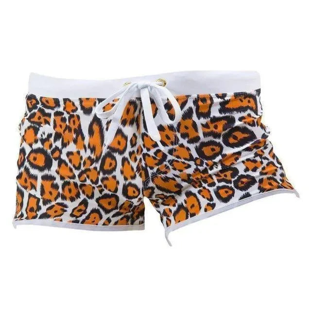 Men Orange Geometric Swim Shorts