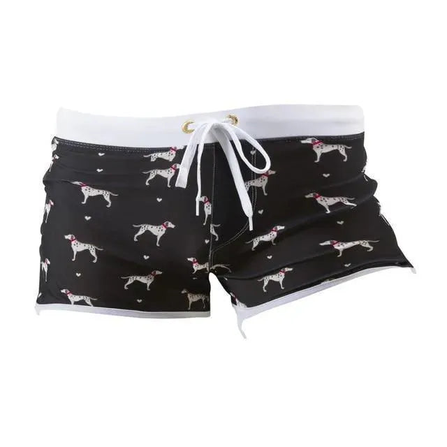 Men Orange Geometric Swim Shorts