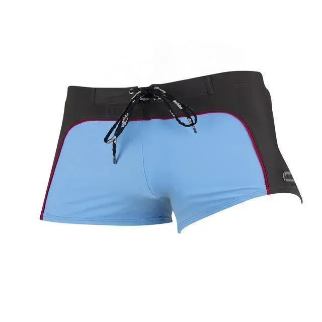 Men Red White Colorblock Swim Shorts