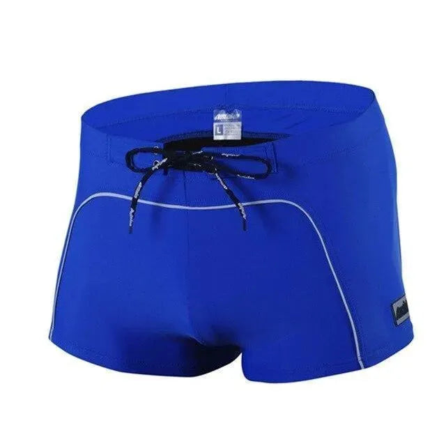 Men Red White Colorblock Swim Shorts