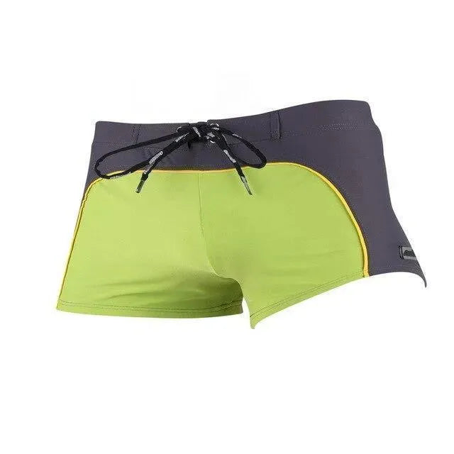 Men Red White Colorblock Swim Shorts