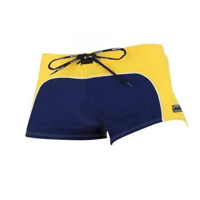 Men Red White Colorblock Swim Shorts