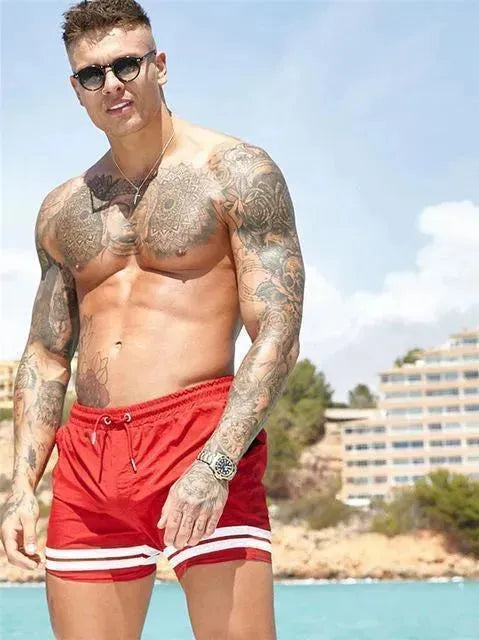 Men Striped Swim Shorts