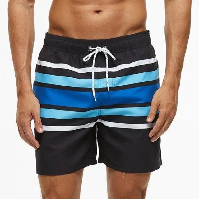 Men Striped Swim Shorts