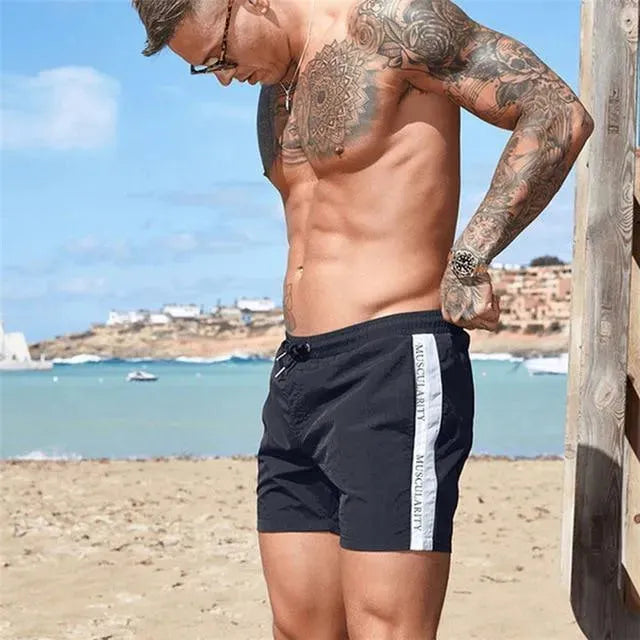 Men Striped Swim Shorts