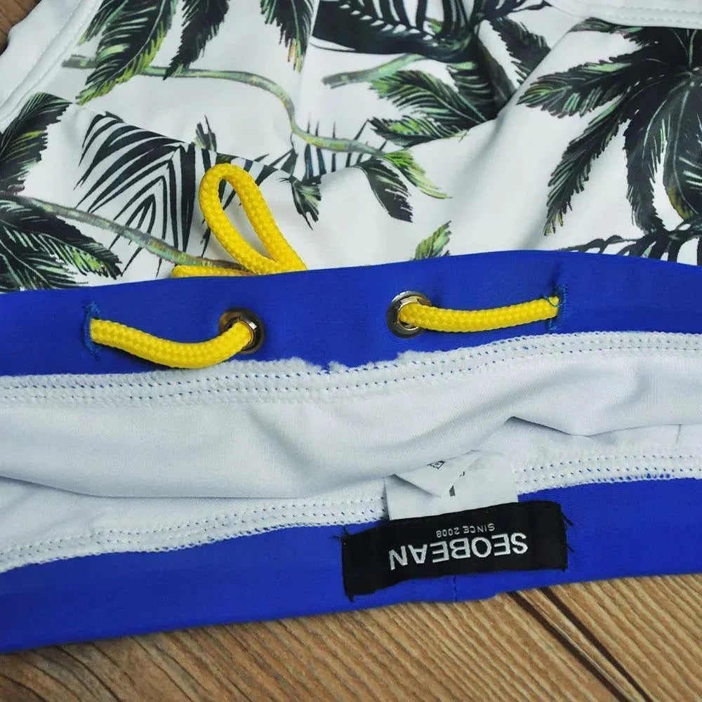 Men Tropical Print Swim Shorts