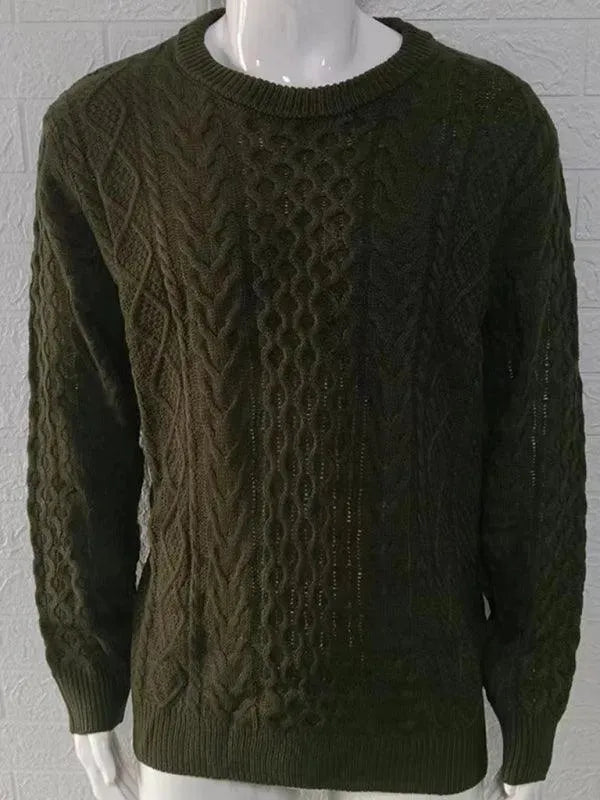 Men’s Cable Knit Crew-Neck Pullover Sweater – Knit