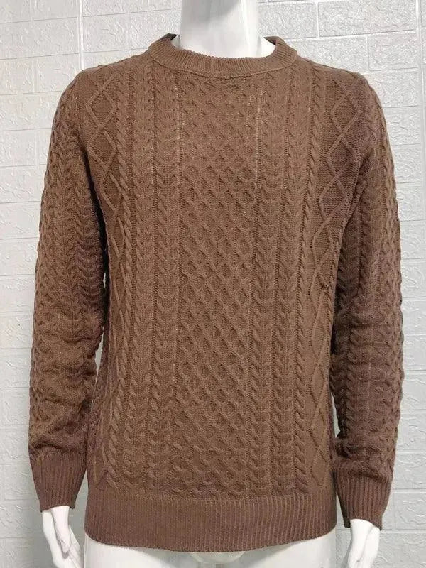 Men’s Cable Knit Crew-Neck Pullover Sweater – Knit