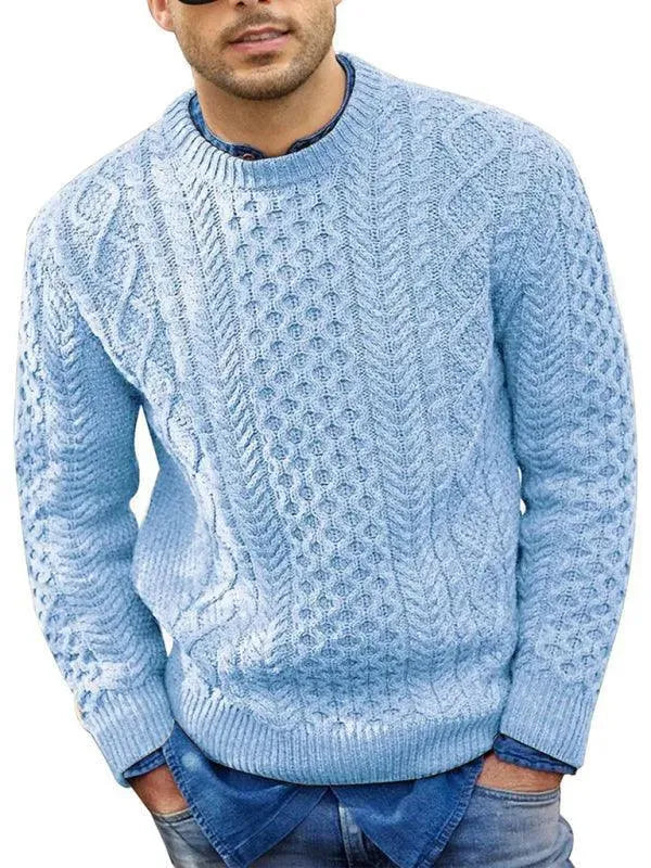 Men’s Cable Knit Crew-Neck Pullover Sweater – Knit