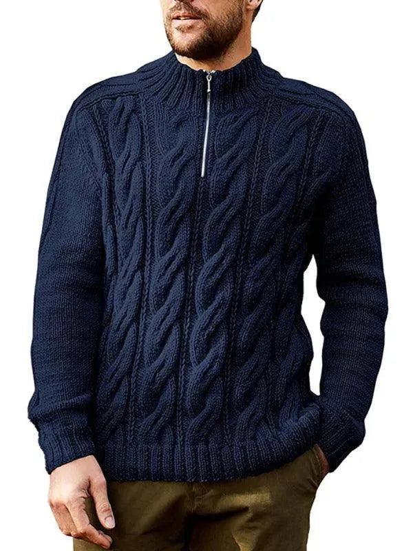 Men’s Cable Knit Half-Zip Pullover Sweater – Turtleneck