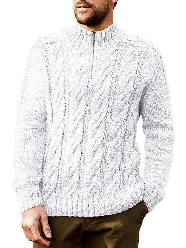Men’s Cable Knit Half-Zip Pullover Sweater – Turtleneck