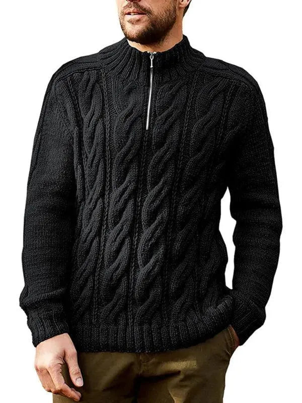 Men’s Cable Knit Half-Zip Pullover Sweater – Turtleneck